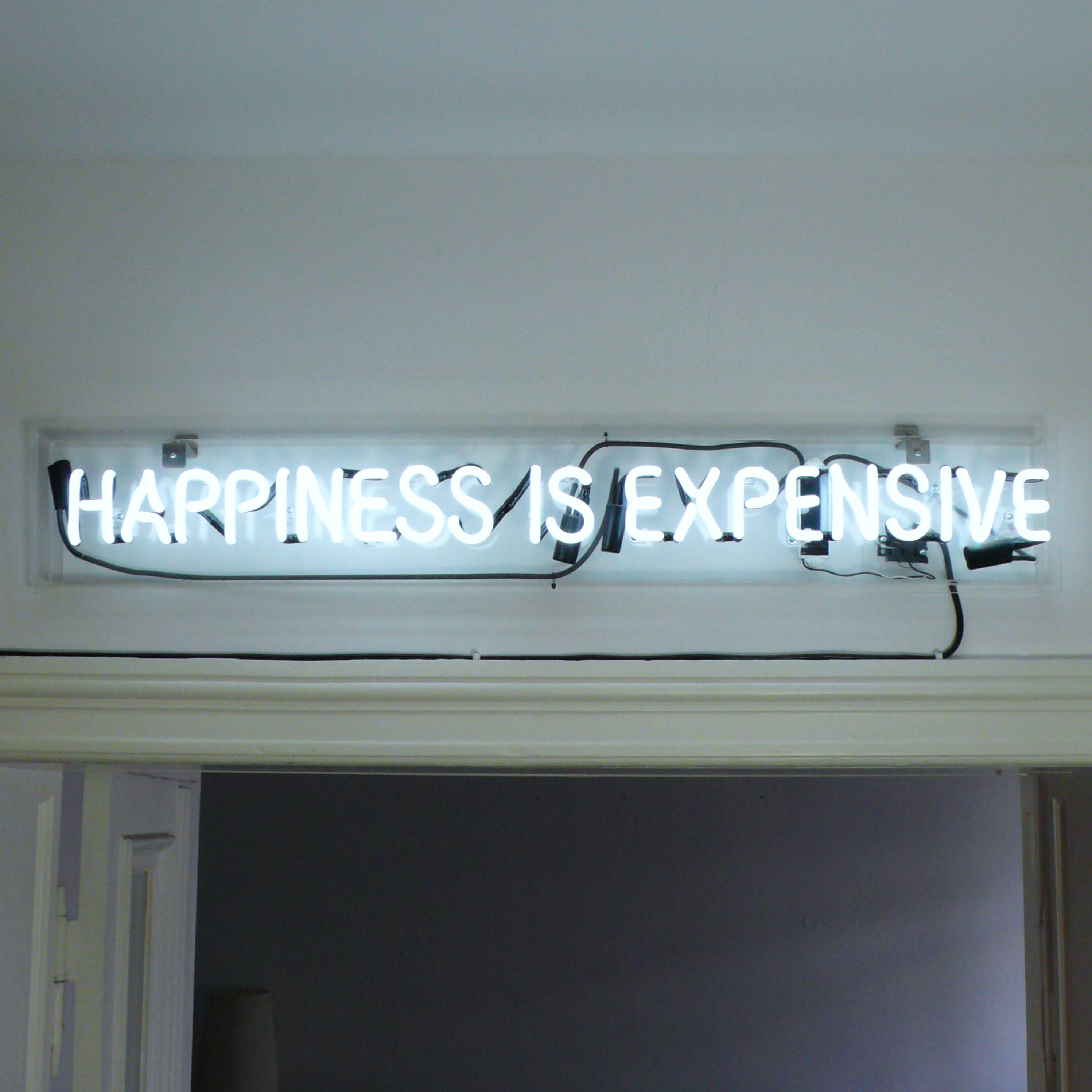 "Happiness is Expensive" Neon Light by Alejandro Diaz (b. 1963), USA